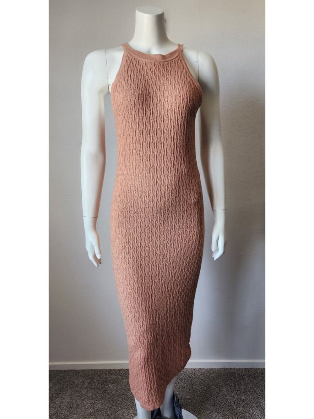 House of Harlow 1960 orange high neck knit bodycon midi dress S